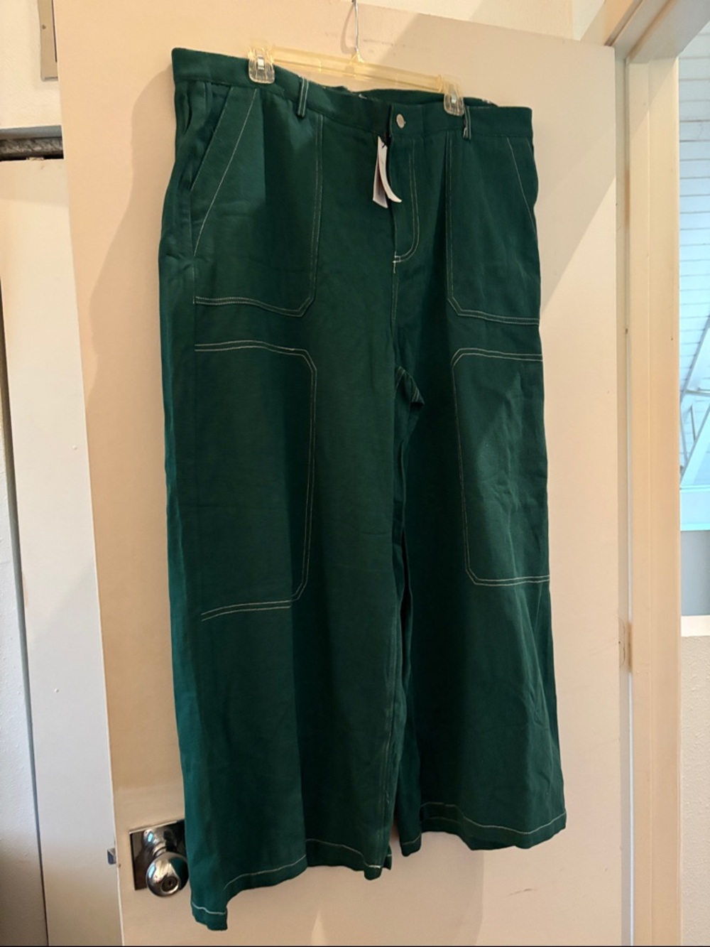 Cider Dark Green Cargo Wide-Leg Pants NWT